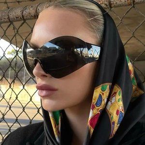 New Steampunk Oversized Sunglasses for Women Trends Punk Y2k Sun Glasses Goggle